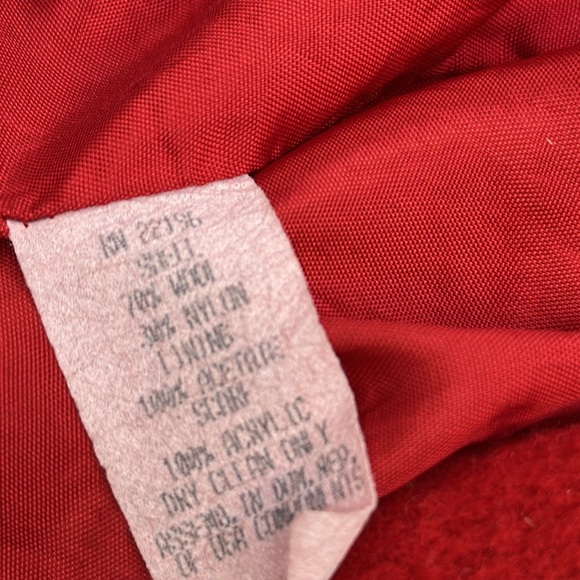 Herman Kay Vintage Red Wool Double Breasted Coat with Shoulder Pads Womens 12 - Picture 13 of 13